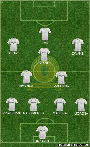 Mamelodi Sundowns 4-2-3-1 football formation