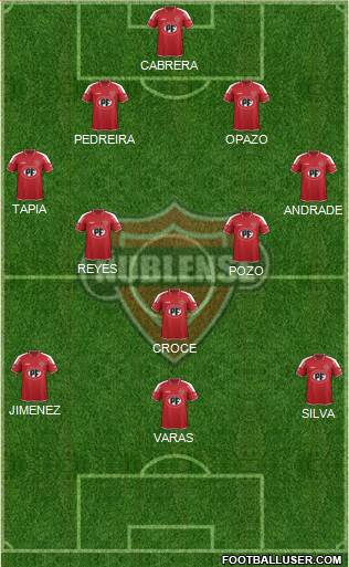 CD Ñublense S.A.D.P. 4-2-1-3 football formation