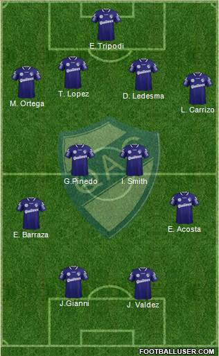 Quilmes 4-4-2 football formation