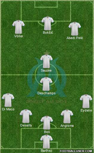 Olympique de Marseille 3-4-2-1 football formation