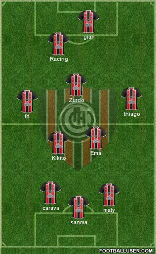 Chacarita Juniors 3-5-2 football formation