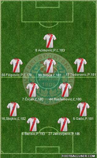 HSK Zrinjski Mostar 4-2-3-1 football formation