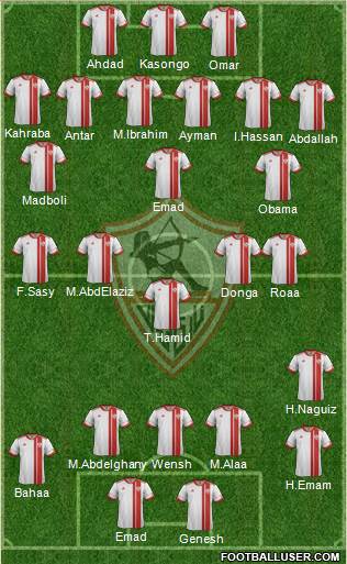 Zamalek Sporting Club 4-2-3-1 football formation