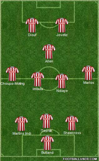 Stoke City 3-5-2 football formation