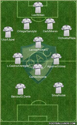 Quilmes 4-3-1-2 football formation