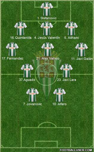 Córdoba C.F., S.A.D. 3-5-1-1 football formation