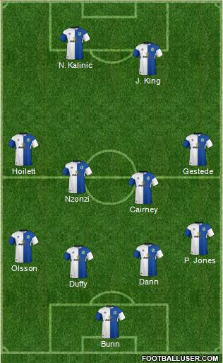 Blackburn Rovers 4-1-3-2 football formation