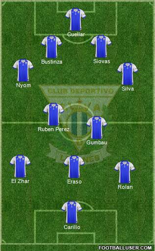 C.D. Leganés S.A.D. 4-1-3-2 football formation