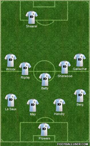 Blackburn Rovers 3-5-1-1 football formation