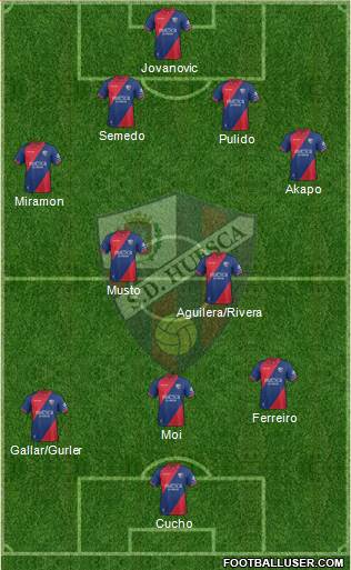 S.D. Huesca 4-2-2-2 football formation