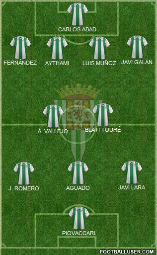 Córdoba C.F., S.A.D. 4-2-3-1 football formation