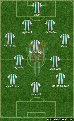 Córdoba C.F., S.A.D. 3-5-1-1 football formation