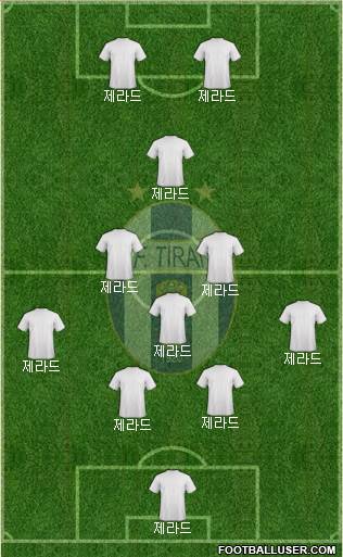 KF Tirana 4-2-2-2 football formation