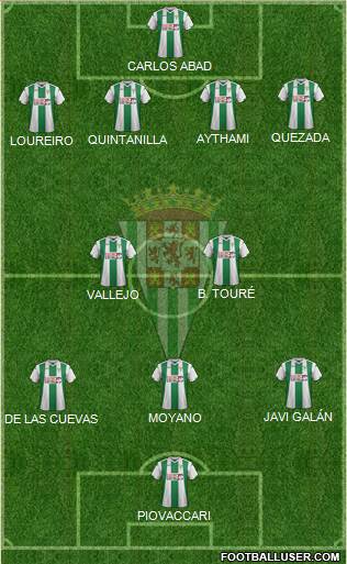 Córdoba C.F., S.A.D. 4-2-3-1 football formation