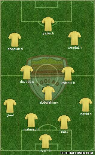 Foulad Khuzestan 4-3-3 football formation