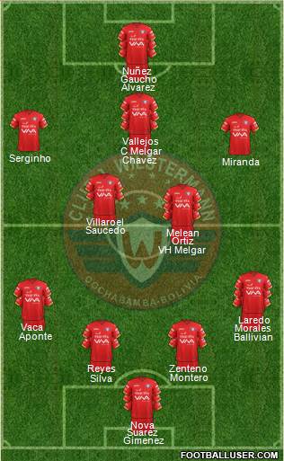 C Jorge Wilstermann 4-2-3-1 football formation