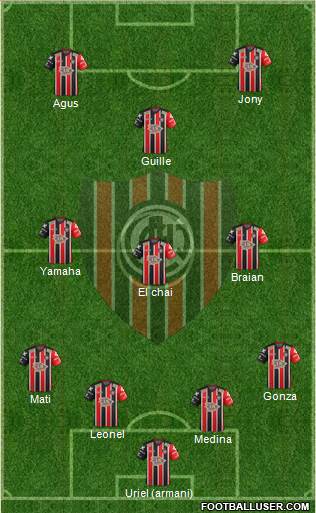 Chacarita Juniors 4-3-1-2 football formation