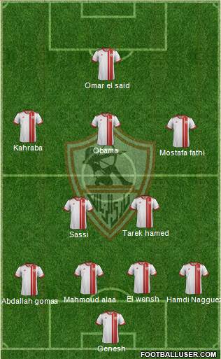 Zamalek Sporting Club 4-3-2-1 football formation