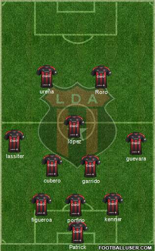 Liga Deportiva Alajuelense 3-4-1-2 football formation