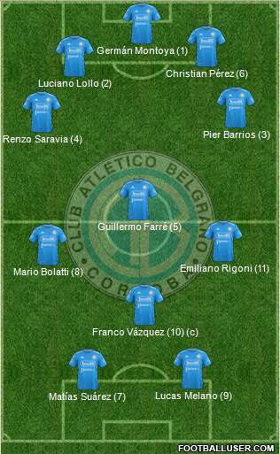 Belgrano de Córdoba 4-3-1-2 football formation