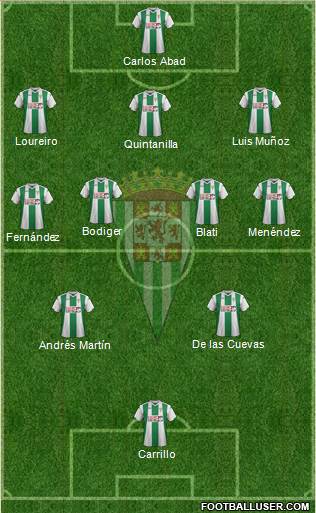 Córdoba C.F., S.A.D. 3-4-2-1 football formation