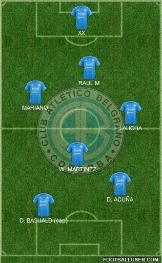 Belgrano de Córdoba 3-4-3 football formation