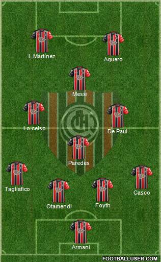 Chacarita Juniors 4-3-1-2 football formation