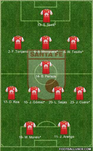 Santa Fe CD 3-5-2 football formation