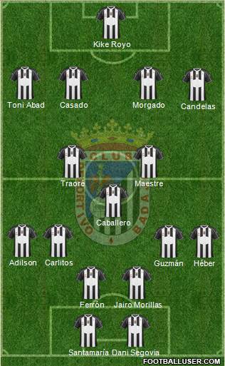 C.D. Badajoz S.A.D. 4-4-2 football formation