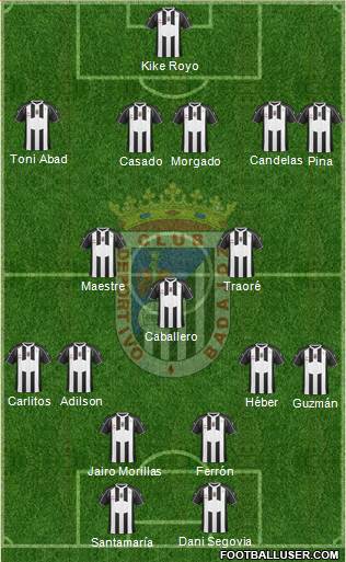 C.D. Badajoz S.A.D. 4-4-2 football formation