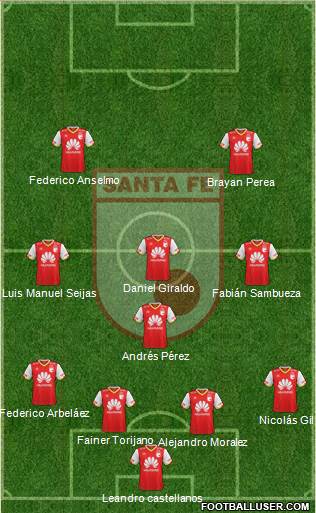 Santa Fe CD 4-1-3-2 football formation