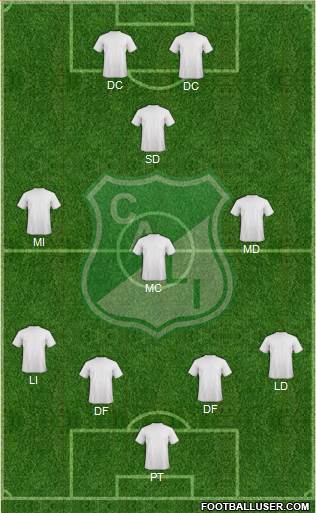 AC Deportivo Cali 3-4-3 football formation