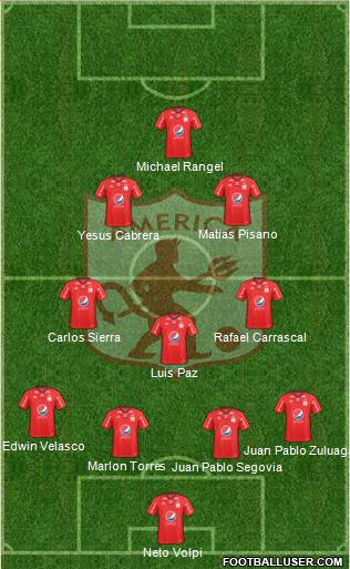 CD América de Cali 4-3-2-1 football formation