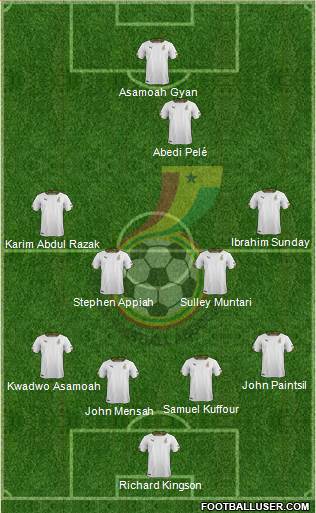 Ghana 4-4-1-1 football formation