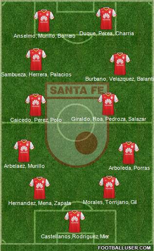 Santa Fe CD 4-4-2 football formation