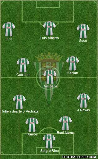 Córdoba C.F., S.A.D. 4-4-1-1 football formation