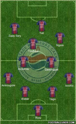 Stade Malherbe Caen Basse-Normandie 4-2-3-1 football formation