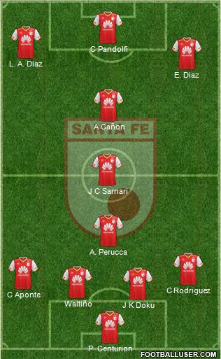 Santa Fe CD 4-3-3 football formation