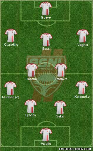 A.S. Nancy Lorraine 4-2-3-1 football formation