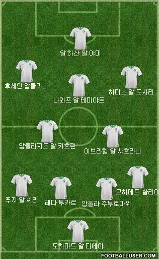 Saudi Arabia 4-2-3-1 football formation