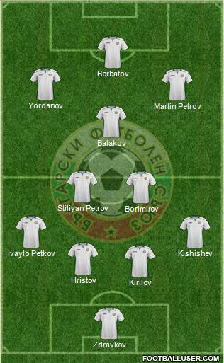 Bulgaria 4-2-1-3 football formation