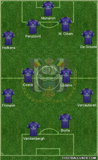 RSC Anderlecht 4-4-2 football formation