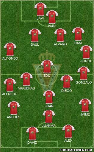 Real Murcia C.F., S.A.D. 4-4-2 football formation