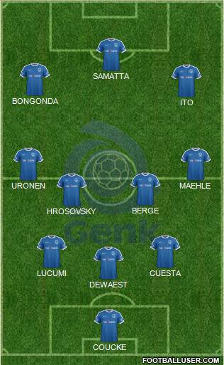 K Racing Club Genk 3-4-2-1 football formation