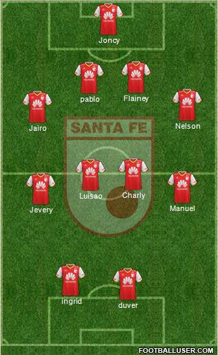 Santa Fe CD 4-4-2 football formation