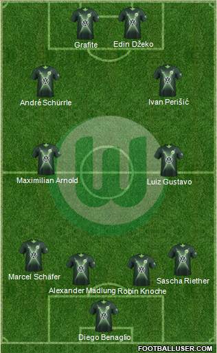 VfL Wolfsburg 4-4-2 football formation