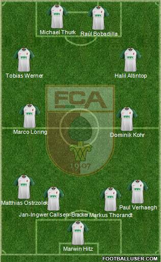 FC Augsburg 4-4-2 football formation