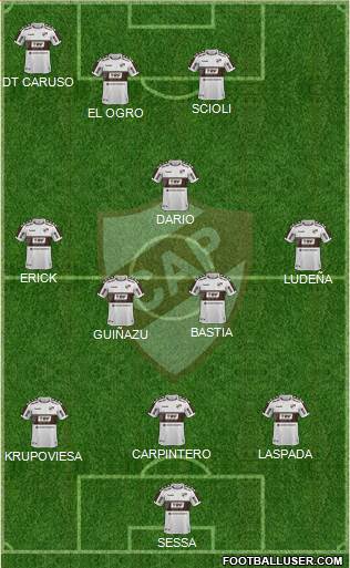 Platense 3-5-1-1 football formation