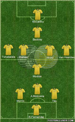 South Africa 3-5-1-1 football formation