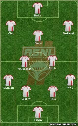 A.S. Nancy Lorraine 4-2-3-1 football formation